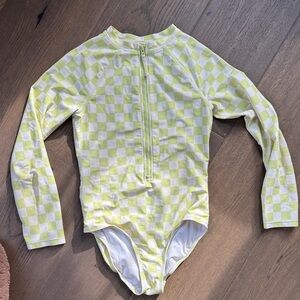 Old Navy girls Checkered Long Sleeve Swimsuit